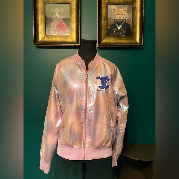 NWT Walt Disney World 50th Anniv EARidescent Pink Windbreaker Mickey Jacket - Picture 7 of 14